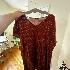 Madewell Brick Red V-Neck Dress